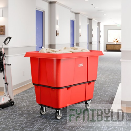Lavex 16 Cubic Foot Red Leakproof Cube Truck (1000 lb. Capacity)
