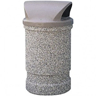 Wausau Tile TF1130 53 Gallon Concrete Round Trash Can with Plastic Dome Lid Wausau Tile TF1130 53 Gallon Concrete Round Trash Can with Plastic Dome Lid