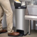 Rubbermaid® 1901993 Slim Jim Stainless Steel Black Accent End Step-On Rectangular Trash Can with Single Rigid Plastic Liner - 52 Qt. / 13 Gallon Rubbermaid® 1901993 Slim Jim Stainless Steel Black Accent End Step-On Rectangular Trash Can with Single Rigid Plastic Liner - 52 Qt. / 13 Gallon