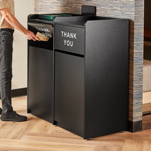 Lancaster Table & Seating Waste 50 Gallon Black Double Waste Receptacle Enclosure with Lancaster Table & Seating Waste 50 Gallon Black Double Waste Receptacle Enclosure with