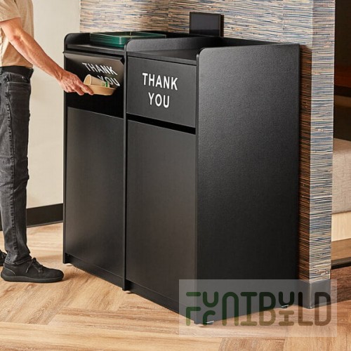 Lancaster Table & Seating Waste 50 Gallon Black Double Waste Receptacle Enclosure with 