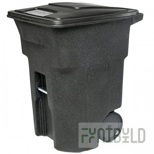Toter ANA96-00BKS 96 Gallon Blackstone Rotational Molded Wheeled Rectangular Trash Can with Lid