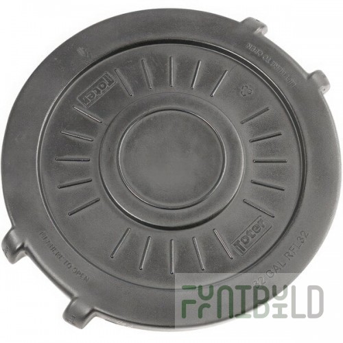 Toter RFL32-00GRY Graystone Flat Lid for 32 Gallon Round Trash Cans