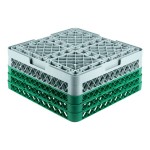Noble Warewashing 36-Compartment Gray Full-Size Glass Rack with 3 Green Extenders Noble Warewashing 36-Compartment Gray Full-Size Glass Rack with 3 Green Extenders