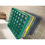 Noble Warewashing 36-Compartment Gray Full-Size Glass Rack with 3 Green Extenders Noble Warewashing 36-Compartment Gray Full-Size Glass Rack with 3 Green Extenders