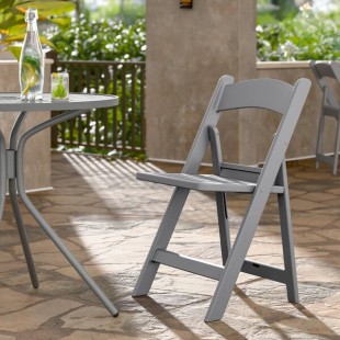 Lancaster Table & Seating Gray Resin Folding Chair with Slatted Seat Lancaster Table & Seating Gray Resin Folding Chair with Slatted Seat