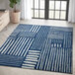 Abani Casa Collection 4' x 6' Navy Southwestern Geometric Tribal Area Rug
