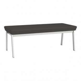 Lesro Newport Patriot Plus Charcoal Vinyl 2-Seat Bench with Silver Powder-Coated Steel Legs