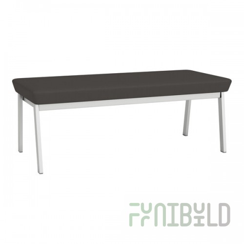 Lesro Newport Patriot Plus Charcoal Vinyl 2-Seat Bench with Silver Powder-Coated Steel Legs