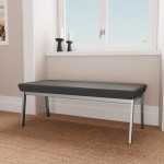 Lesro Newport Patriot Plus Charcoal Vinyl 2-Seat Bench with Silver Powder-Coated Steel Legs Lesro Newport Patriot Plus Charcoal Vinyl 2-Seat Bench with Silver Powder-Coated Steel Legs