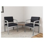 Lesro Lenox Steel Patriot Plus Black Vinyl Two Guest Arm Chairs with Sarum Twill Laminate Connecting Corner Table Lesro Lenox Steel Patriot Plus Black Vinyl Two Guest Arm Chairs with Sarum Twill Laminate Connecting Corner Table