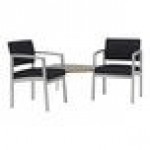 Lesro Lenox Steel Patriot Plus Black Vinyl Two Guest Arm Chairs with Sarum Twill Laminate Connecting Corner Table Lesro Lenox Steel Patriot Plus Black Vinyl Two Guest Arm Chairs with Sarum Twill Laminate Connecting Corner Table
