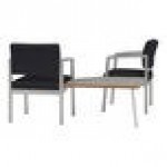 Lesro Lenox Steel Patriot Plus Black Vinyl Two Guest Arm Chairs with Sarum Twill Laminate Connecting Corner Table Lesro Lenox Steel Patriot Plus Black Vinyl Two Guest Arm Chairs with Sarum Twill Laminate Connecting Corner Table