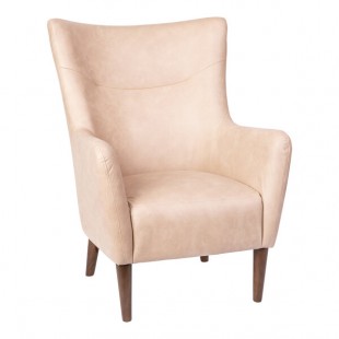 Flash Furniture Connor Light Brown Modern Faux Leather Wingback Accent Chair with Wooden Legs and Frame