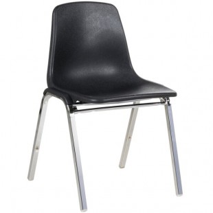 National Public Seating 8110 Chrome Metal Stacking Chair with Black Poly Shell Back and Seat National Public Seating 8110 Chrome Metal Stacking Chair with Black Poly Shell Back and Seat
