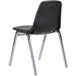 National Public Seating 8110 Chrome Metal Stacking Chair with Black Poly Shell Back and Seat