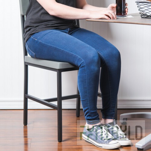 BFM Seating Memphis Sand Black Customizable Steel Side Chair with Gray Ash Wooden Back and Seat