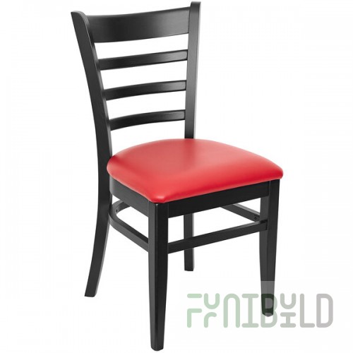 BFM Seating Berkeley Black Beechwood Ladder Back Side Chair with 2