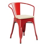 Lancaster Table & Seating Alloy Ruby Red Outdoor Arm Chair with Tan Fabric Magnetic Cushion