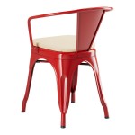 Lancaster Table & Seating Alloy Ruby Red Outdoor Arm Chair with Tan Fabric Magnetic Cushion