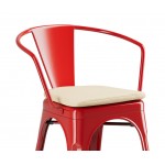 Lancaster Table & Seating Alloy Ruby Red Outdoor Arm Chair with Tan Fabric Magnetic Cushion