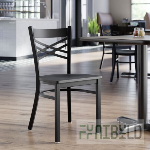 Lancaster Table & Seating Black Finish Cross Back Chair with Black Wood Seat - Detached Seat