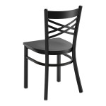 Lancaster Table & Seating Black Finish Cross Back Chair with Black Wood Seat - Detached Seat Lancaster Table & Seating Black Finish Cross Back Chair with Black Wood Seat - Detached Seat