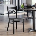 Lancaster Table & Seating Black Finish Cross Back Chair with Black Wood Seat - Detached Seat Lancaster Table & Seating Black Finish Cross Back Chair with Black Wood Seat - Detached Seat