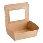 Choice Kraft Folded Paper #3 Take-Out Container with Window 7 3/4 Choice Kraft Folded Paper #3 Take-Out Container with Window 7 3/4