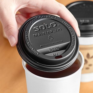 Solo TLB316-0004 10-24 oz. Traveler Black Dome Hot Cup Lid with Sip Hole - 1,000/Case Solo TLB316-0004 10-24 oz. Traveler Black Dome Hot Cup Lid with Sip Hole - 1,000/Case