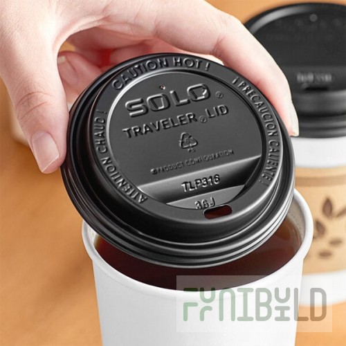 Solo TLB316-0004 10-24 oz. Traveler Black Dome Hot Cup Lid with Sip Hole - 1,000/Case