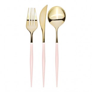 Sophistiplate Bella Gold / Blush Extra Heavy Weight Plastic Cutlery - 288/Case