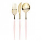 Sophistiplate Bella Gold / Blush Extra Heavy Weight Plastic Cutlery - 288/Case