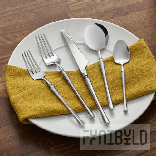 Acopa Hepburn 18/10 Stainless Steel Forged Extra Heavy Weight Flatware 5-Piece Set - Sample