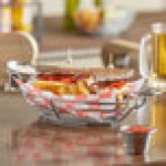 American Metalcraft BSKC118 Chrome Oblong Wire Basket with Ramekin Holders - 11