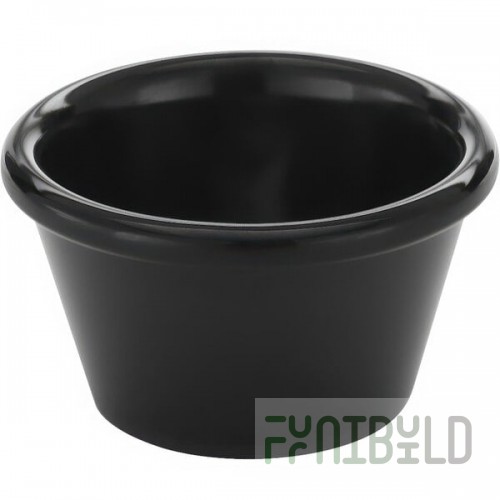 American Metalcraft 4 oz. Smooth Black Melamine Ramekin - 12/Case