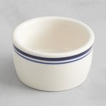 Acopa 2 oz. Ivory (American White) Stoneware Ramekin with Blue Band - 48/Case