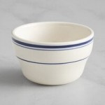 Acopa 2 oz. Ivory (American White) Stoneware Ramekin with Blue Band - 48/Case
