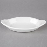 Hall China from Steelite International HL5280ABWA Bright White 12 oz. Oval Rarebit / Au Gratin Dish - 24/Case