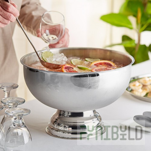 Choice 12 Qt. Stainless Steel Punch Bowl with Mirror Finish