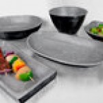 Elite Global Solutions M1693OV-CO Basalt 2.8 Qt. Oval Coal Melamine Serving Bowl