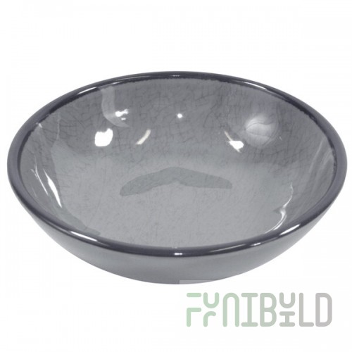 Elite Global Solutions DB51M Mojave Vintage California 10 oz. Gray Small Round Crackle Bowl - 6/Case