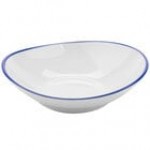 GET B-60-W/CB Settlement Bistro 6 oz. White Enamelware Melamine Shallow Coupe Bowl with Cobalt Blue Trim - 48/Case
