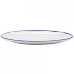 GET B-60-W/CB Settlement Bistro 6 oz. White Enamelware Melamine Shallow Coupe Bowl with Cobalt Blue Trim - 48/Case