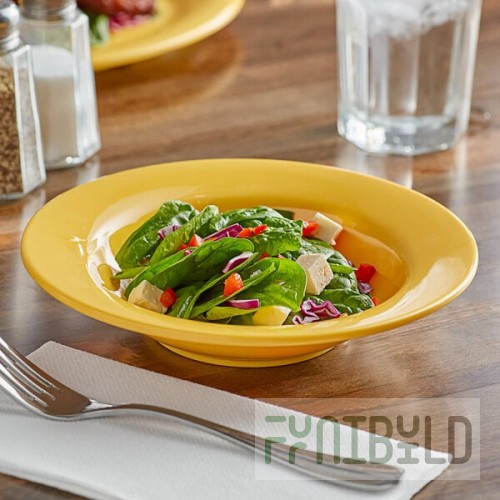 Acopa Foundations 8 oz. Yellow Wide Rim Melamine Salad Bowl - 12/Pack