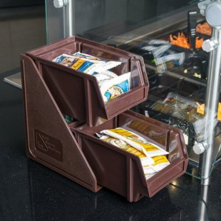 Vollrath 4840-01 Traex® Brown Self-Serve Condiment Bin Stand Set with 2-Tier Stand and 8 Vollrath 4840-01 Traex® Brown Self-Serve Condiment Bin Stand Set with 2-Tier Stand and 8