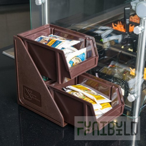 Vollrath 4840-01 Traex® Brown Self-Serve Condiment Bin Stand Set with 2-Tier Stand and 8