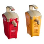 Heinz Keystone 1.5 Gallon Red and Yellow Plastic Countertop Ketchup and Mustard Pump Dispensers Set