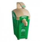 Heinz Keystone 1.5 Gallon Red and Yellow Plastic Countertop Ketchup and Mustard Pump Dispensers Set