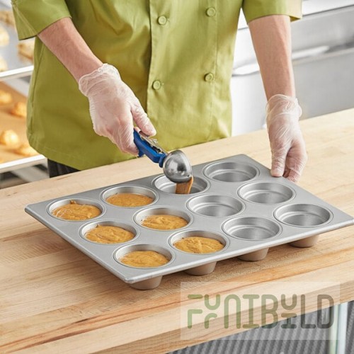 Baker's Lane 12 Cup 7.3 oz. Glazed Aluminized Steel Jumbo Crown Muffin / Cupcake Pan - 18